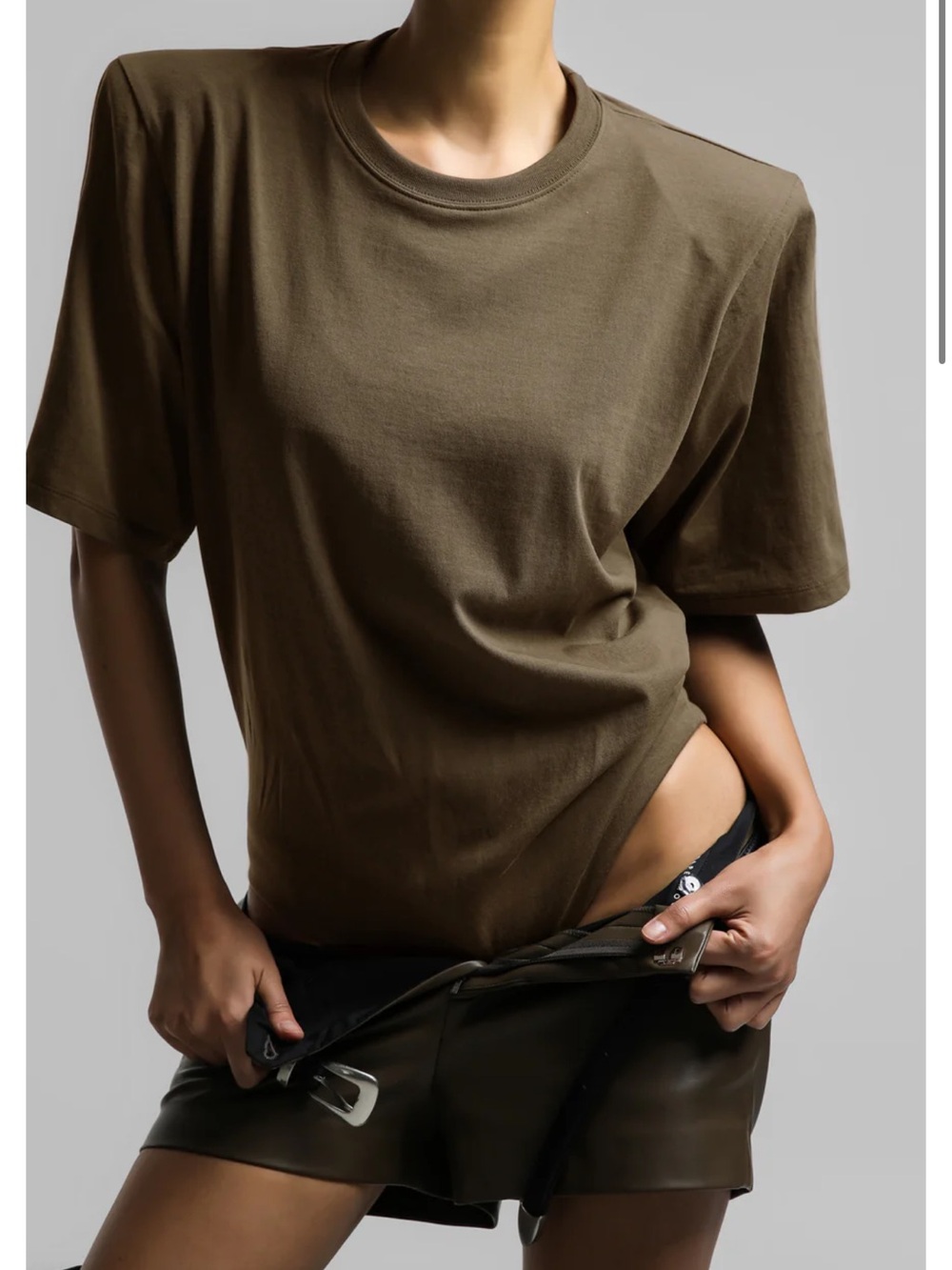 The Frankie Shop MEIDA PADDED T-SHIRT BODYSUIT - KHAKI